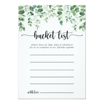 Minimalist Eucalyptus Simple Bucket List Cards Front View