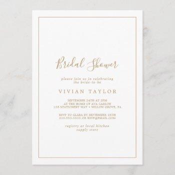 minimalist gold calligraphy bridal shower invitation