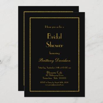 minimalist gold frame black bridal shower invitation