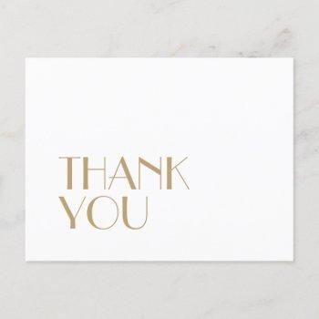 minimalist gold modern art deco wedding thank you postcard