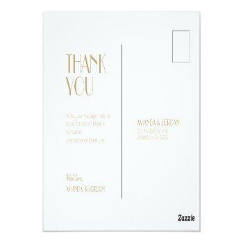 Minimalist Gold Modern Art Deco Wedding Thank You Postcard Front View