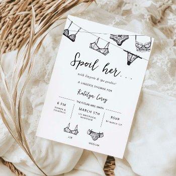 minimalist hand drawn clothes line lingerie shower invitation