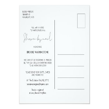 Minimalist Handwritten Bridal Shower By Mail Photo Postcard Front View