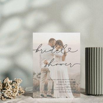 minimalist handwritten heart bridal shower  invitation