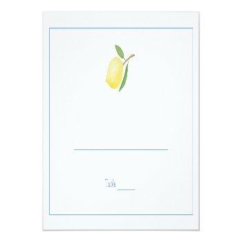 Minimalist Lemons Seersucker Stripes Bridal Shower Place Card Front View