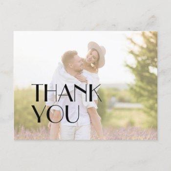 minimalist modern art deco wedding photo thank you postcard