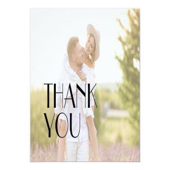 Minimalist Modern Art Deco Wedding Photo Thank You Postcard Front View