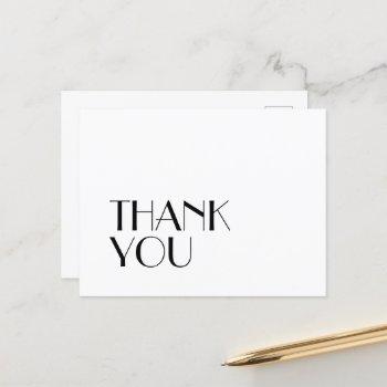 minimalist modern art deco wedding thank you postcard