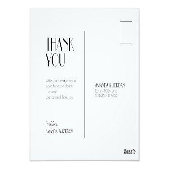 Minimalist Modern Art Deco Wedding Thank You Postcard Front View