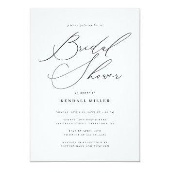 Minimalist Modern Calligraphy Bridal Shower Invitation Front View