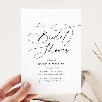 minimalist modern calligraphy bridal shower invitation