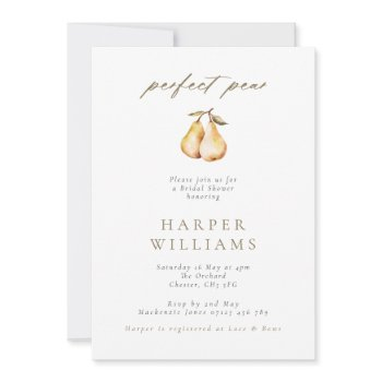 minimalist perfect pear botanical bridal shower invitation