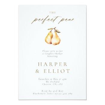 Minimalist Perfect Pear Botanical Couples Shower Invitation Front View