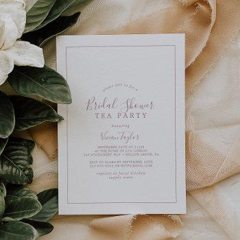 minimalist rose gold bridal shower tea party invitation