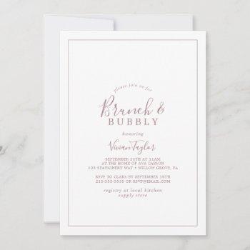 minimalist rose gold brunch & bubbly bridal shower invitation