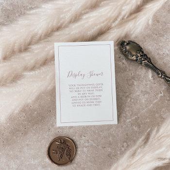 minimalist rose gold display shower enclosure card