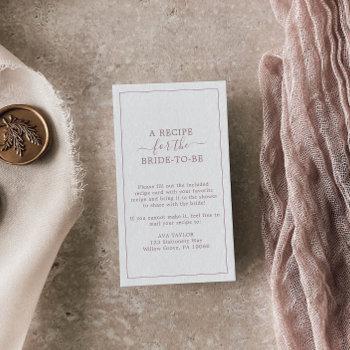 minimalist rose gold recipe request enclosure card