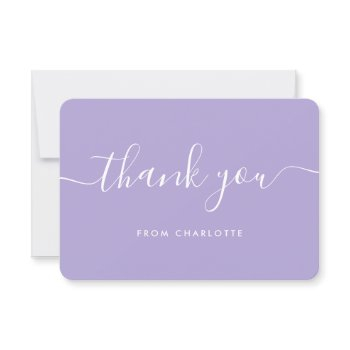 minimalist script lavender wedding shower birthday thank you card