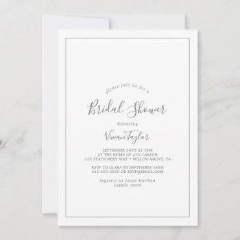 minimalist silver bridal shower invitation