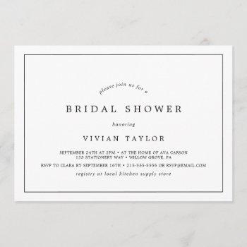 minimalist typography horizontal bridal shower invitation