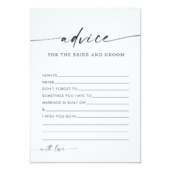 Minimalist Wedding Advice Cards Bridal Shower Card Front View