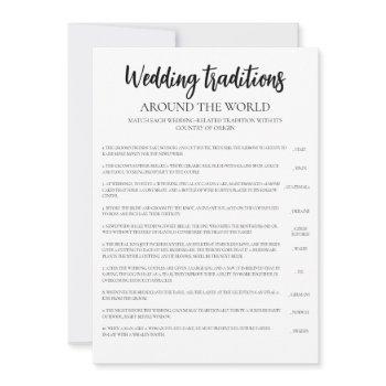 minimalist wedding traditions bridal shower game  invitation
