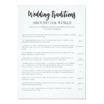Minimalist Wedding Traditions Bridal Shower Game Invitation Front View