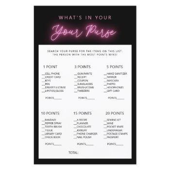 minimalist what's in your purse bridal shower game