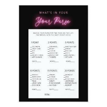 Minimalist What's In Your Purse Bridal Shower Game Front View