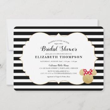 minnie mouse | gold striped bridal shower invitation