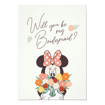 Minnie Mouse | Will You Be My Bridesmaid Floral Invitation Front View