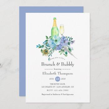 mint and blue boho brunch and bubbly bridal shower invitation