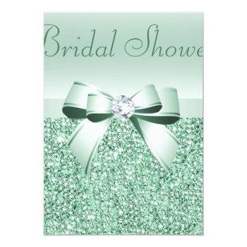 Mint Green Sequins, Bow & Diamond Front View