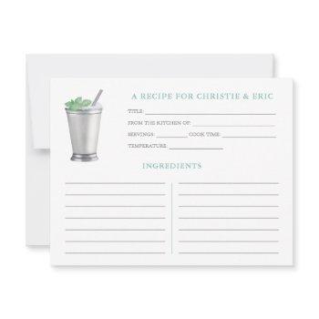 mint julep horse race bridal shower recipe card