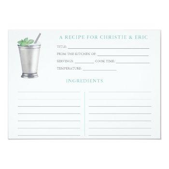 Mint Julep Horse Race Bridal Shower Recipe Card Front View