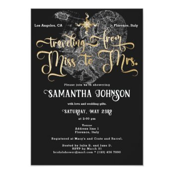 Miss To Mrs Black ♥ Heart Map Travel Front View