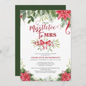 miss to mrs mistletoe elegant winter bridal shower invitation