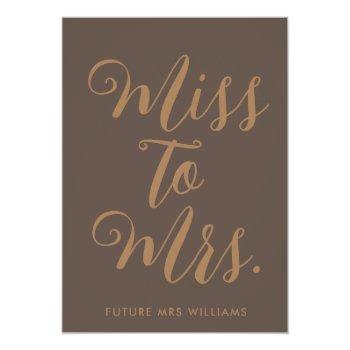 Miss To Mrs Modern Bridal Shower Invitation Front View