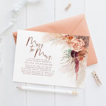 miss to mrs pampas grass terracotta bridal shower invitation