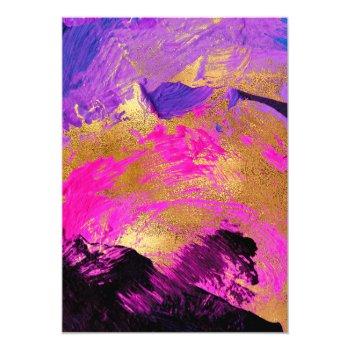 Modern Abstract Art Pink Purple Gold Front View