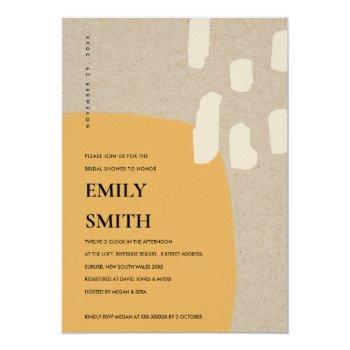 Modern Abstract Orange Rust Bridal Shower Invite Front View