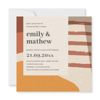 modern abstract rust yellow art couples shower invitation
