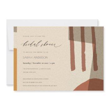 modern abstract rust yellow artistic bridal shower invitation