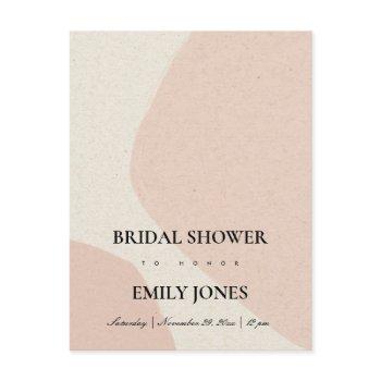 modern abstract soft blush pink bridal shower invitation postcard
