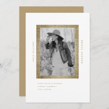 modern b/w photo burlap bridal shower invitation