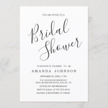 modern black and white typography bridal shower invitation
