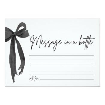 Modern Black Bow Message In A Bottle Game Card Front View
