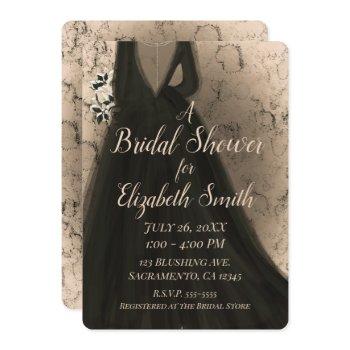 modern black & peach glow glam bride bridal shower invitation