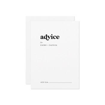 modern black typography wedding advice card