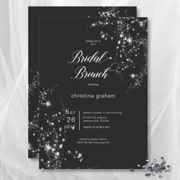 modern black & white glam diamonds bridal brunch invitation